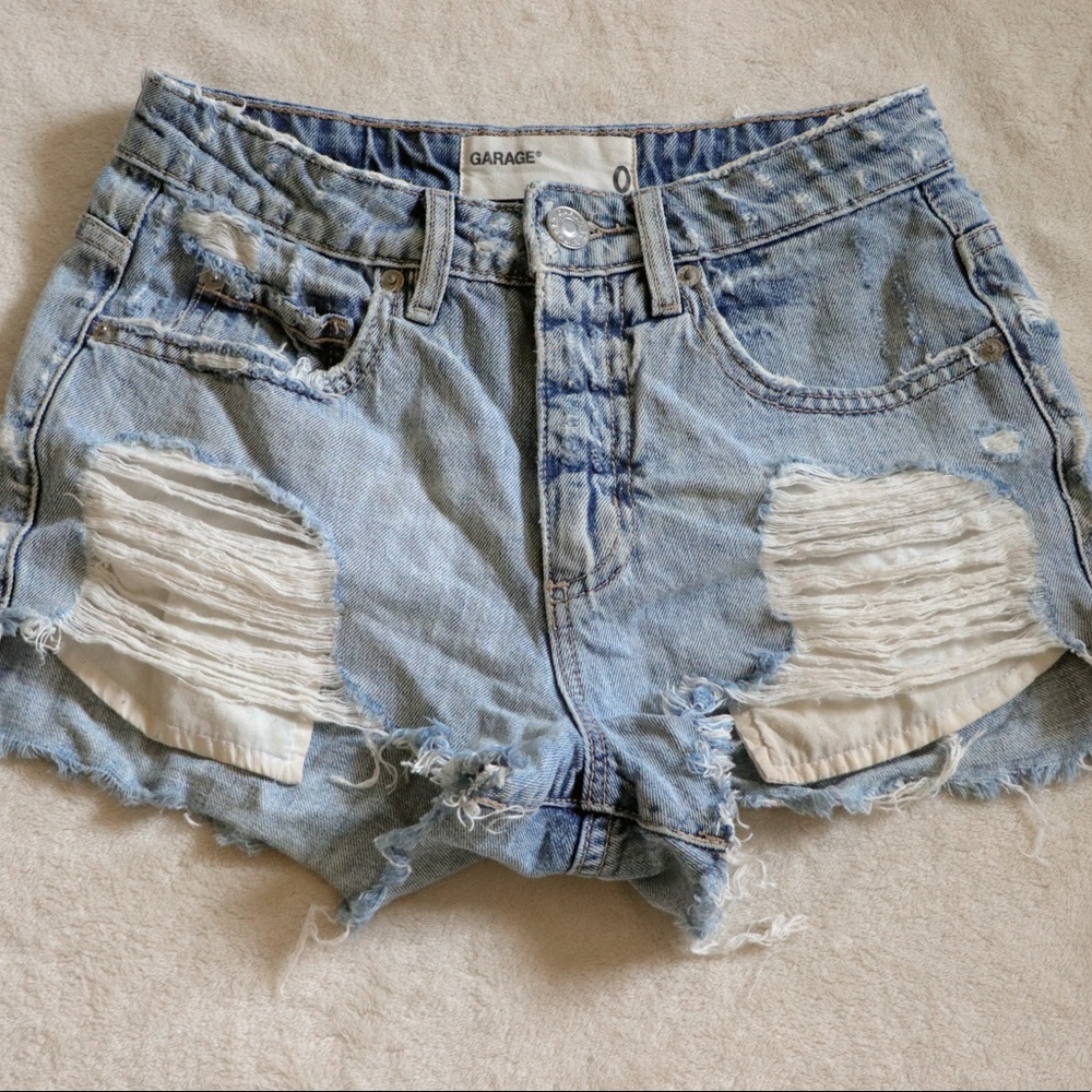 Garage High Waisted Ripped Denim Short